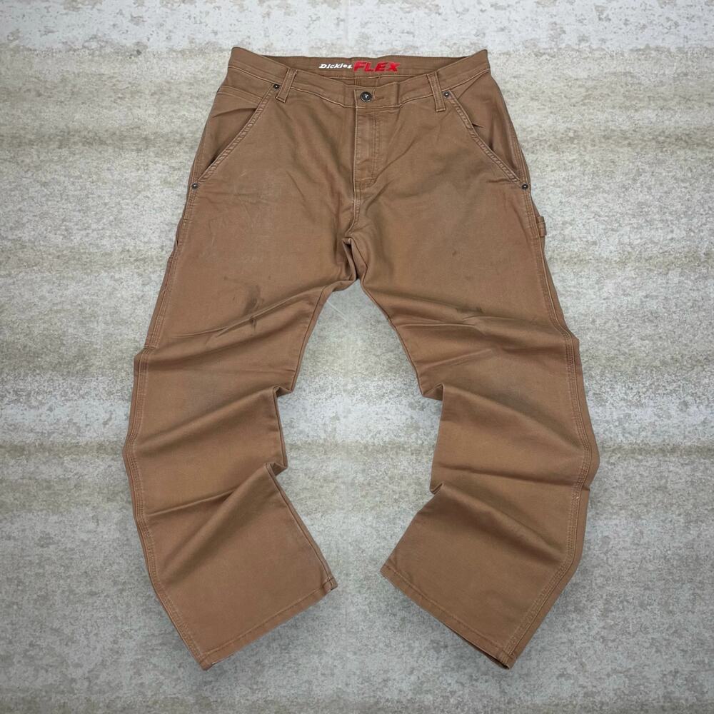 Vintage Y2K Dickies Carpenter Pants 32x30 Straight Fit Tan Canvas Black Label - Picture 2 of 4